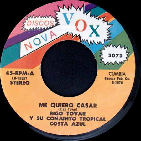 Rigo Tovar Y Su Conjunto Tropical Costa Azul - Amor Imposible / Me Quiero Casar side B