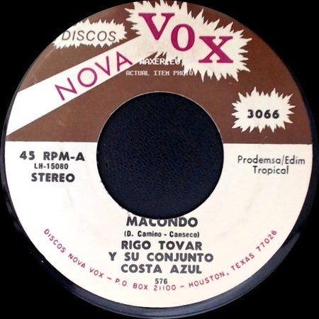 Rigo Tovar Y Su Conjunto Costa Azul - Macondo / El Cisne side A