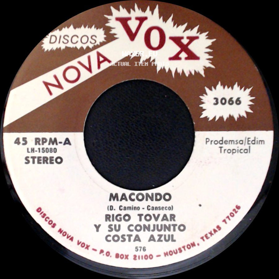 Rigo Tovar Y Su Conjunto Costa Azul - Macondo / El Cisne side A
