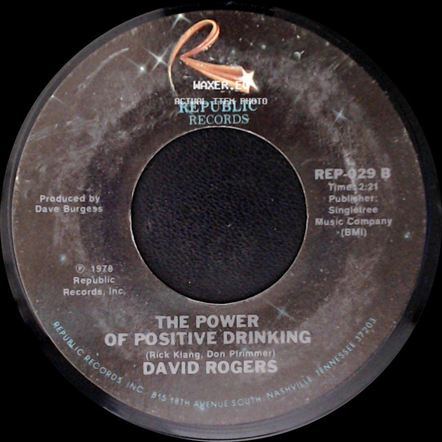 David Rogers - When A Woman Cries / The Power Of Positive Drinking side B