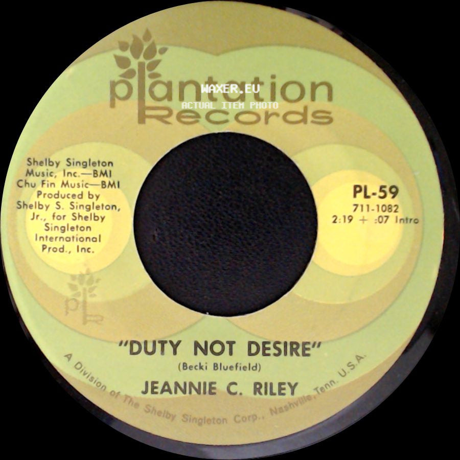 Jeannie C. Riley - Holdin' On / Duty Not Desire side B