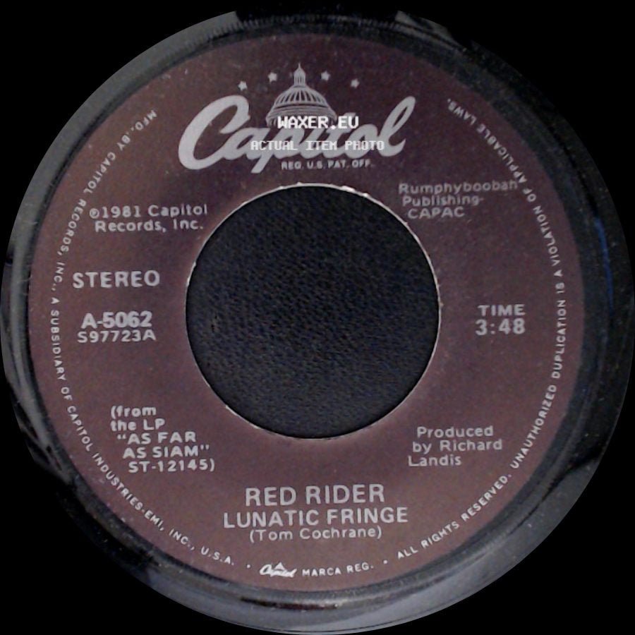 Red Rider - Cowboys In Hong Kong (As Far As Siam) / Lunatic Fringe side B