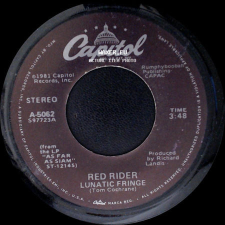 Red Rider - Cowboys In Hong Kong (As Far As Siam) / Lunatic Fringe side B