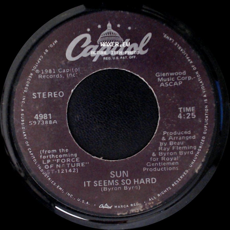 Sun - Reaction Satisfaction (Jam Ya'll: Funk It Up) / It Seems So Hard side B