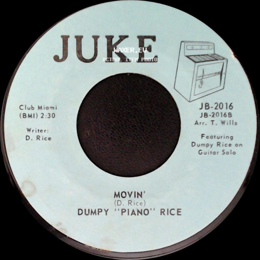 Dumpy "Piano" Rice - Your Cheatin' Heart / Half As Much / Movin' side B