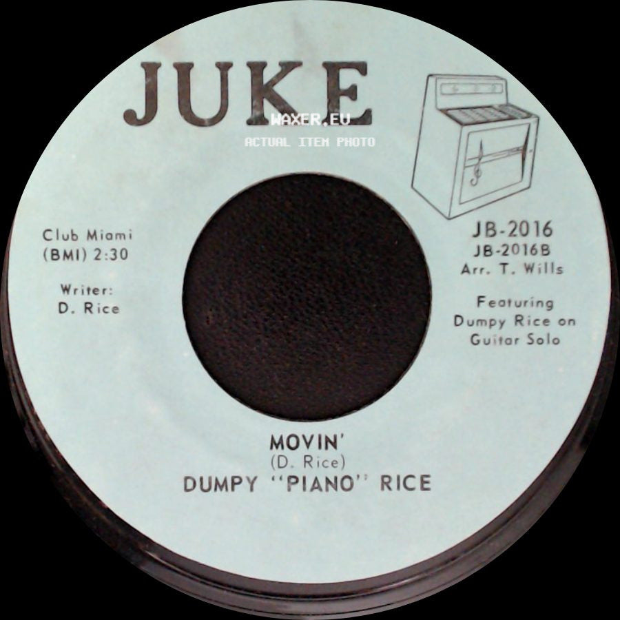Dumpy "Piano" Rice - Your Cheatin' Heart / Half As Much / Movin' side B