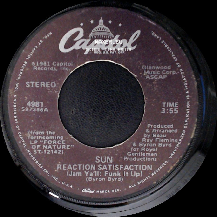 Sun - Reaction Satisfaction (Jam Ya'll: Funk It Up) / It Seems So Hard side A
