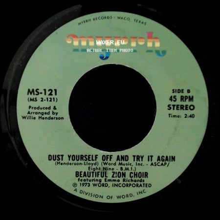 Beautiful Zion Choir Featuring Emma Richards - Let's Ride To The Mountain Top / Dust Yourself Off And Try It Again side B