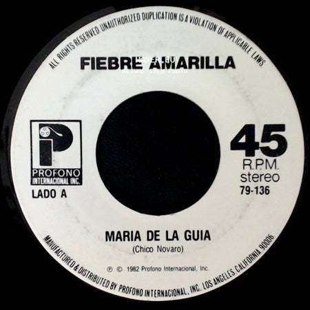 Fiebre Amarilla - Maria De La Guia / La Avispa side A