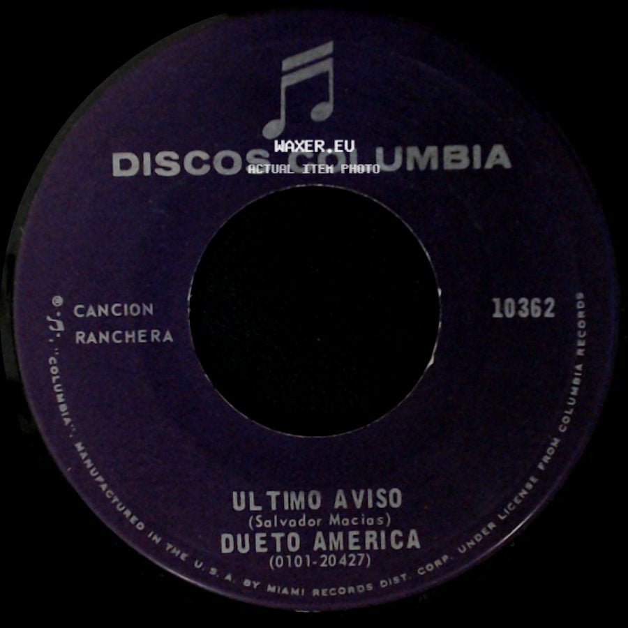 Dueto America - Ultimo Aviso / Las Hojas Moradas side A
