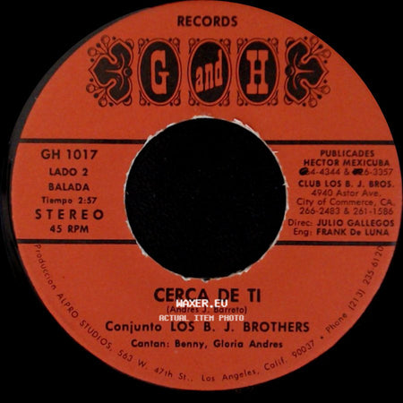 Conjunto Los B. J. Brothers - Los Pasos De Mi Madre / Cerca De Ti side B