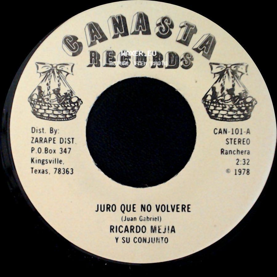 Ricardo Mejia Y Su Conjunto - Juro Que No Volvere / Lo De Nosotros side A