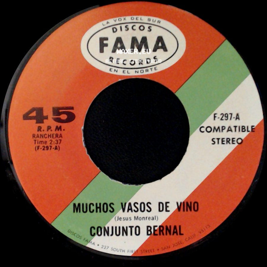 Conjunto Bernal - Muchos Vasos De Vino / Rosa Valencia side A