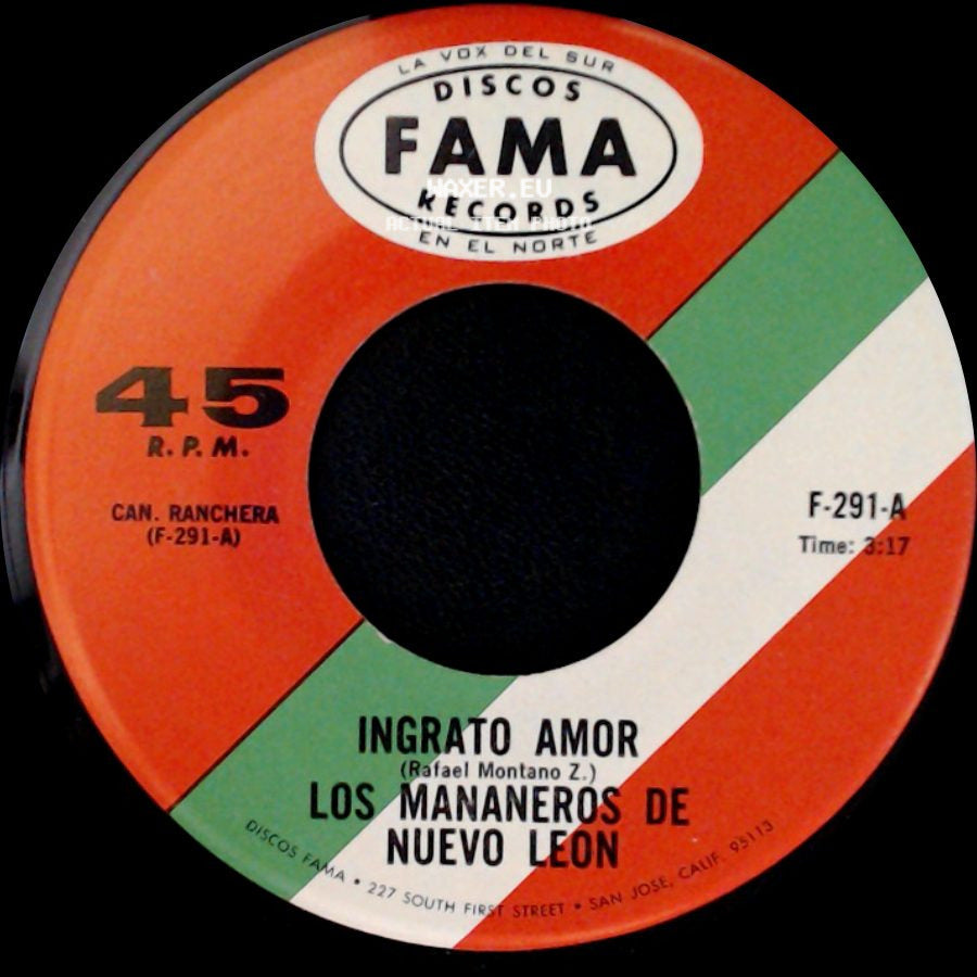 Los Mã¡Nã¡Neros De Nuevo Leon - Ingrato Amor / La Pelirroja side A