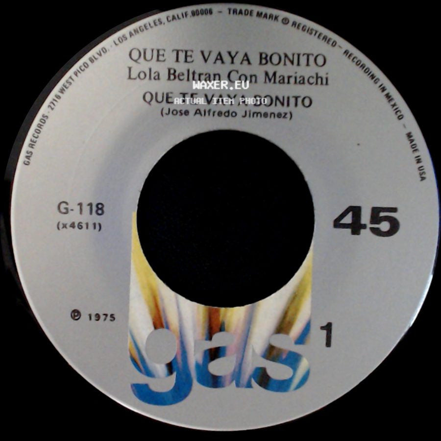 Lola Beltran Con Mariachi - Que Te Vaya Bonito / Que Te Vaya Bonito side A