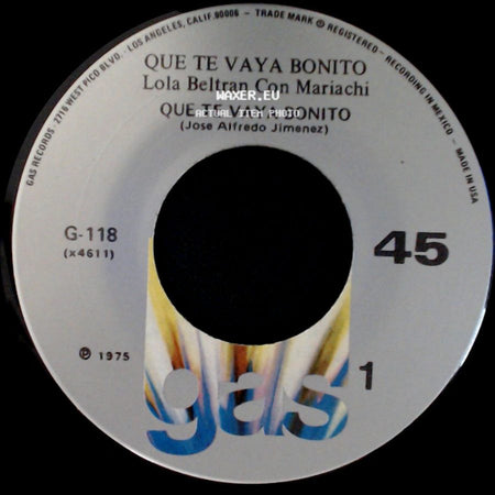 Lola Beltran Con Mariachi - Que Te Vaya Bonito / Que Te Vaya Bonito side A