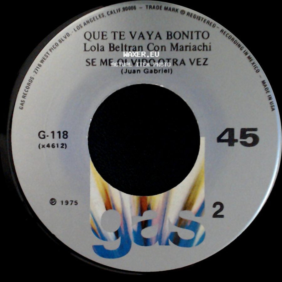Lola Beltran Con Mariachi - Que Te Vaya Bonito / Que Te Vaya Bonito side B