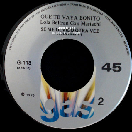 Lola Beltran Con Mariachi - Que Te Vaya Bonito / Que Te Vaya Bonito / Se Me Olvido Otra Vez side B