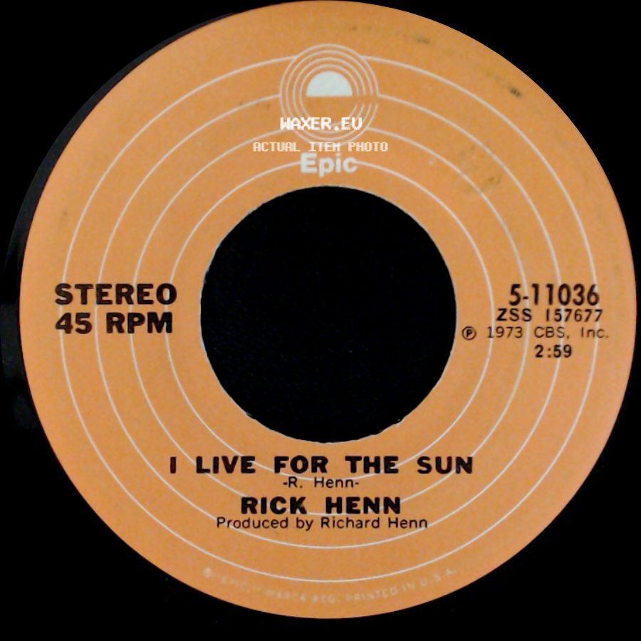 Rick Henn - Girl On The Beach / I Live For The Sun side B