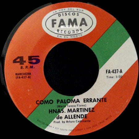 Hnas. Martinez De Allende - Como Paloma Errante / Aquel Amor side A