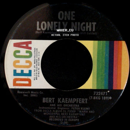 Bert Kaempfert And His Orchestra - One Lonely Night / The Maltese Melody side A