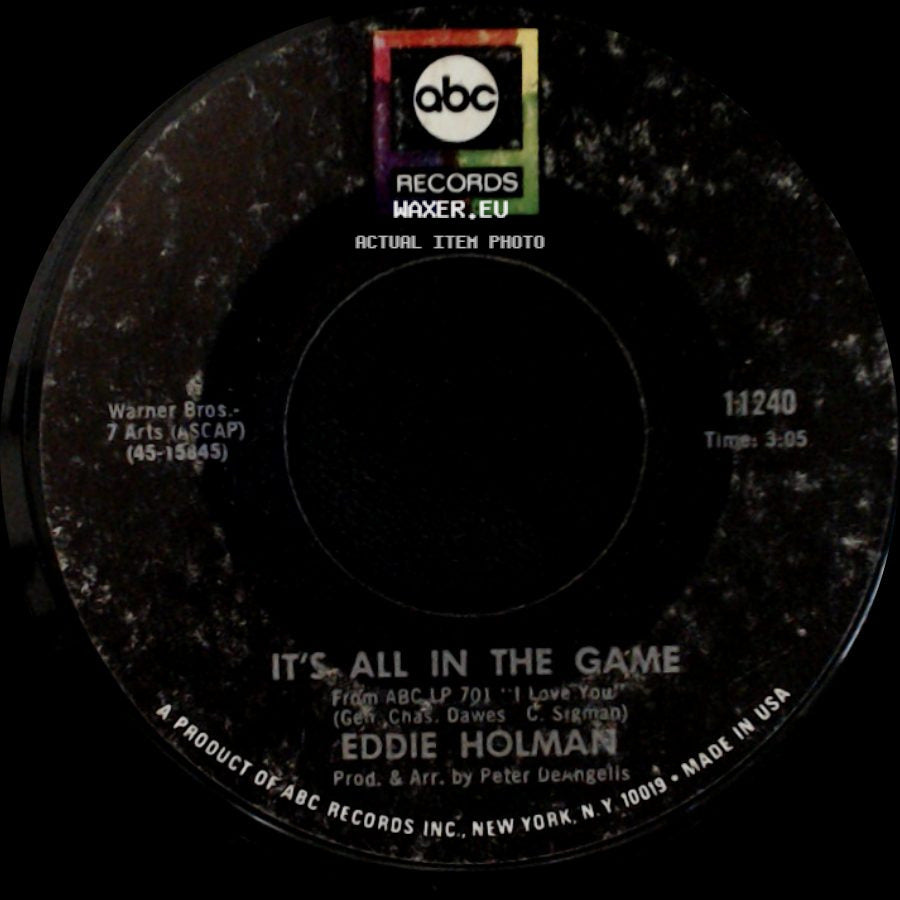 Eddie Holman - Hey There Lonely Girl / It's All In The Game side B