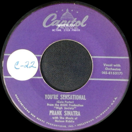 Frank Sinatra - Johnny Concho Theme (Wait For Me) / You're Sensational side B