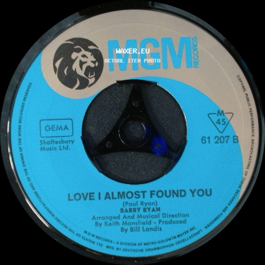 Barry Ryan - Eloise / Love I Almost Found You side B