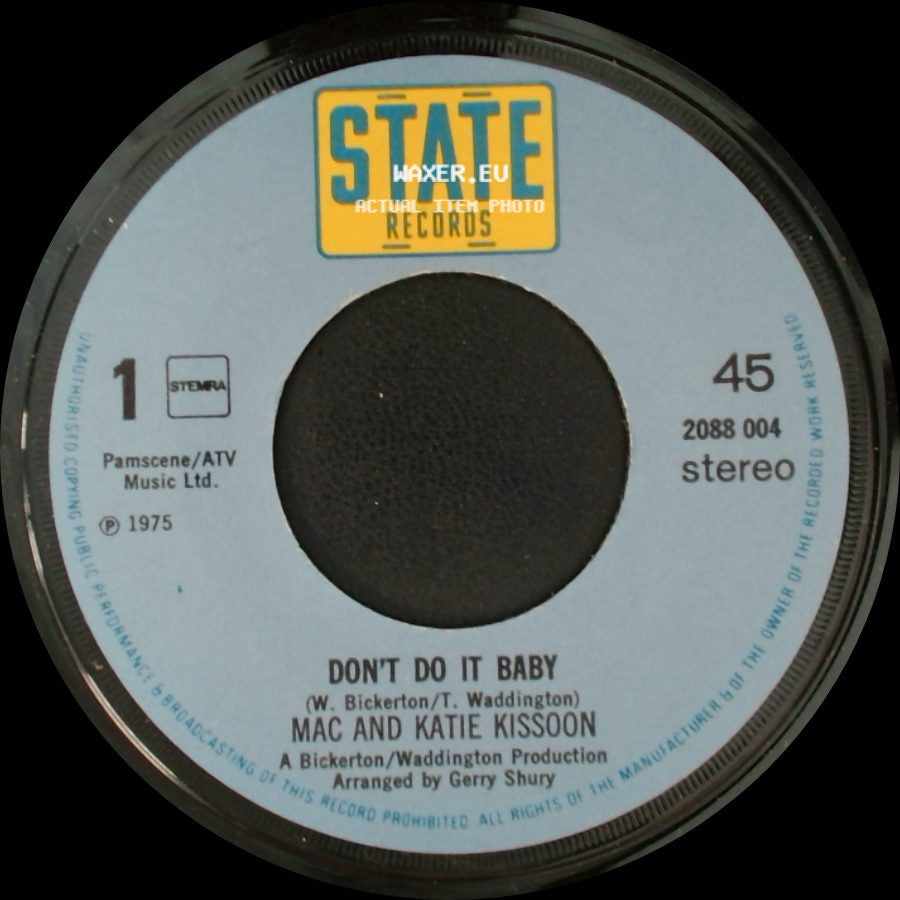 Mac And Katie Kissoon - Don't Do It Baby / Hold On To Me Babe side A