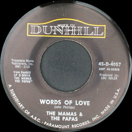The Mamas & The Papas - Dancing In The Street / Words Of Love side B