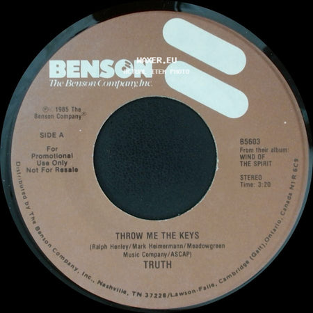 Truth - Throw Me The Keys / Throw Me The Keys side B