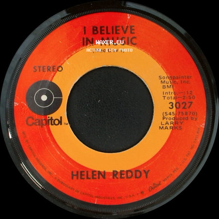 Helen Reddy - I Don't Know How To Love Him / I Believe In Music side B