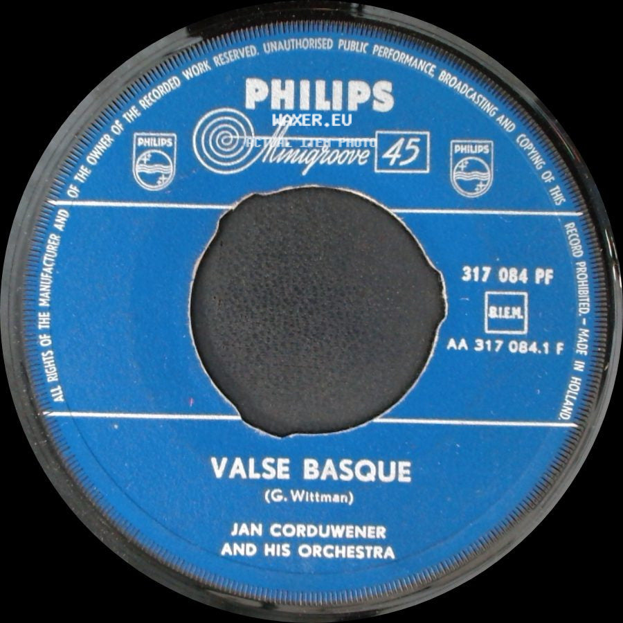 Jan Corduwener And His Orchestra - Valse Basque / The Veleta side A