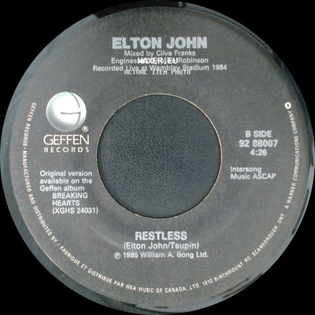 Elton John - Nikita / Restless side B