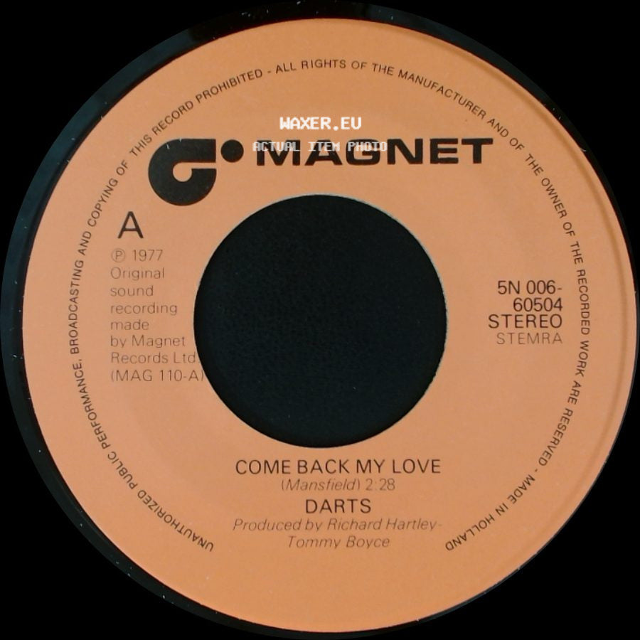 Darts - Naff Off / Come Back My Love side B