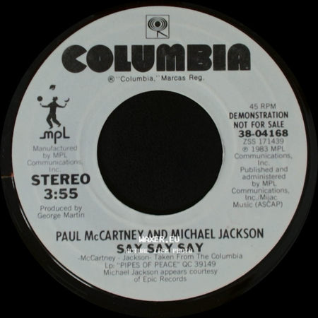 Paul Mccartney And Michael Jackson - Say Say Say / Say Say Say side B