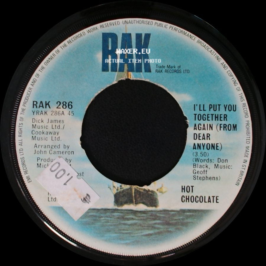 Hot Chocolate - West End Of Park Lane / I'll Put You Together Again (From Dear Anyone) side B