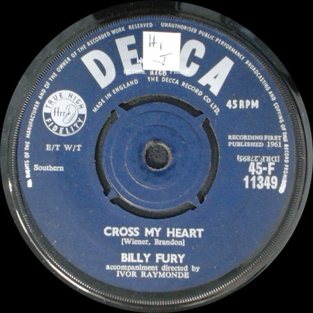 Billy Fury - Cross My Heart / Halfway To Paradise side A