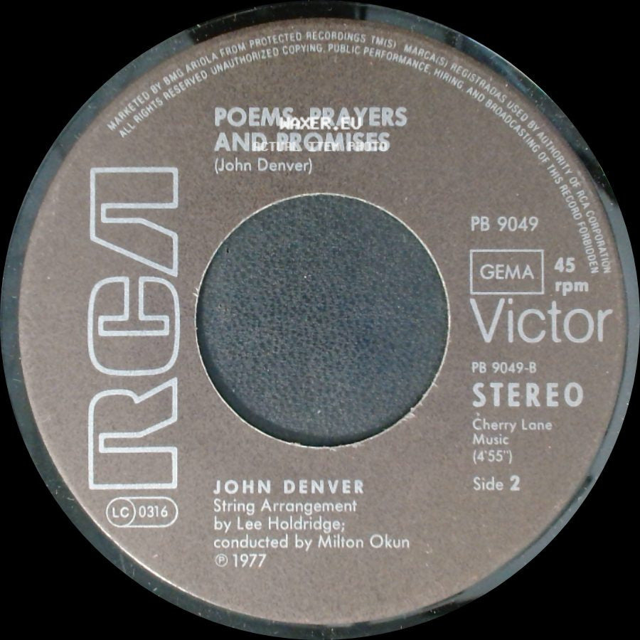 John Denver - Take Me Home, Country Roads / Poems, Prayers And Promises side B