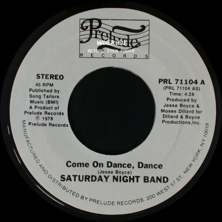 Saturday Night Band - Touch Me On My Hot Spot / Come On Dance, Dance side B