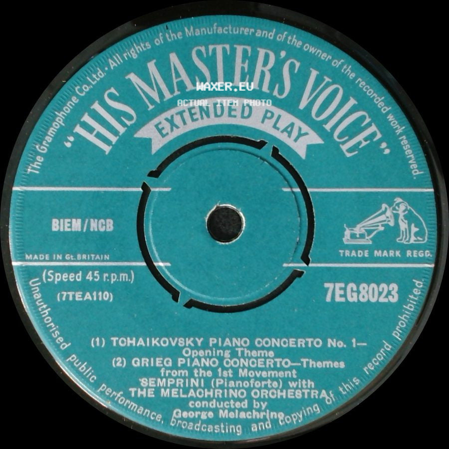 Semprini With The Melachrino Orchestra - Tchaikovsky Piano Concerto No. 1 / Grieg Piano Concerto - Themes / The Mansell Concerto side A
