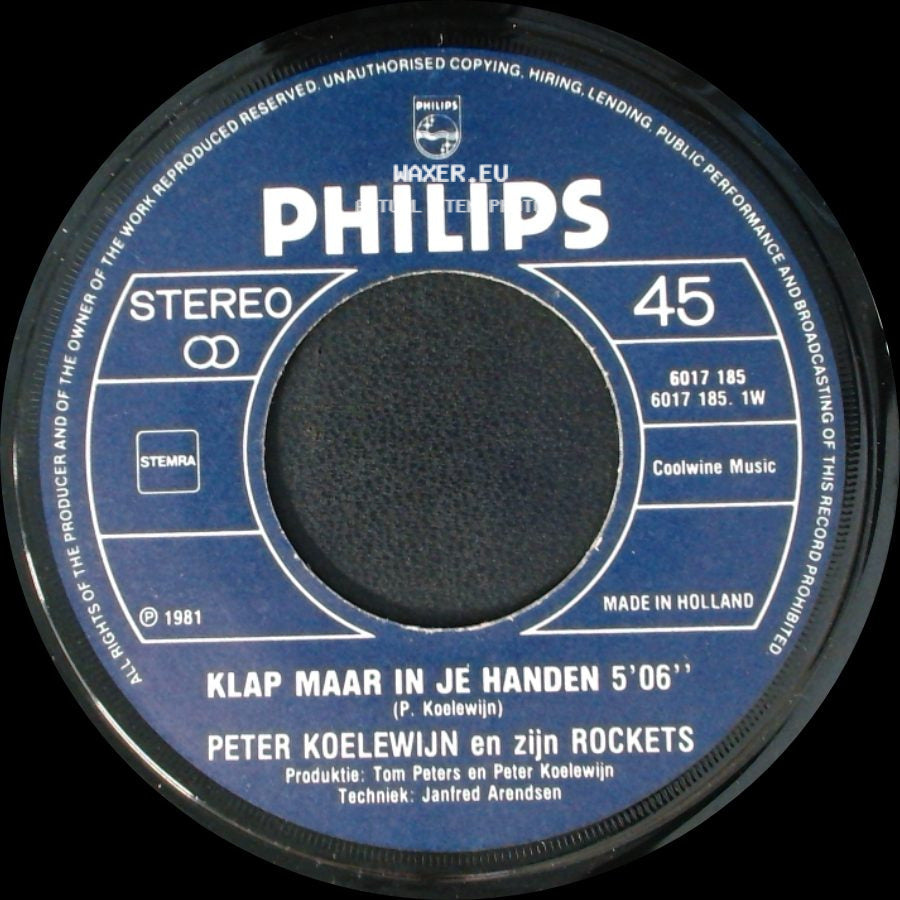 Peter Koelewijn En Zijn Rockets - De Wolf / Klap Maar In Je Handen side B