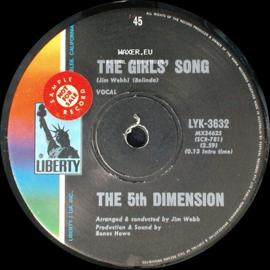 The 5Th Dimension - It'll Never Be The Same Again / The Girls' Song side B