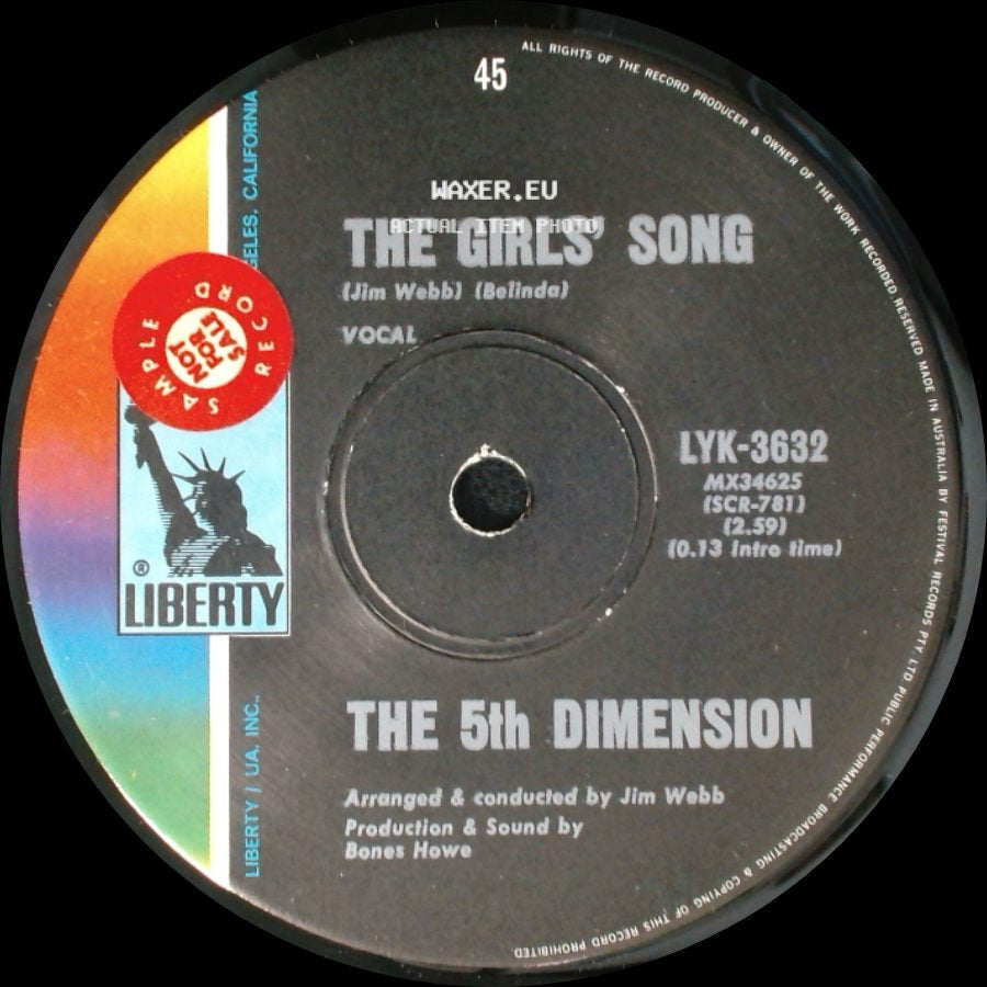 The 5Th Dimension - The Girls' Song / It'll Never Be The Same Again side A