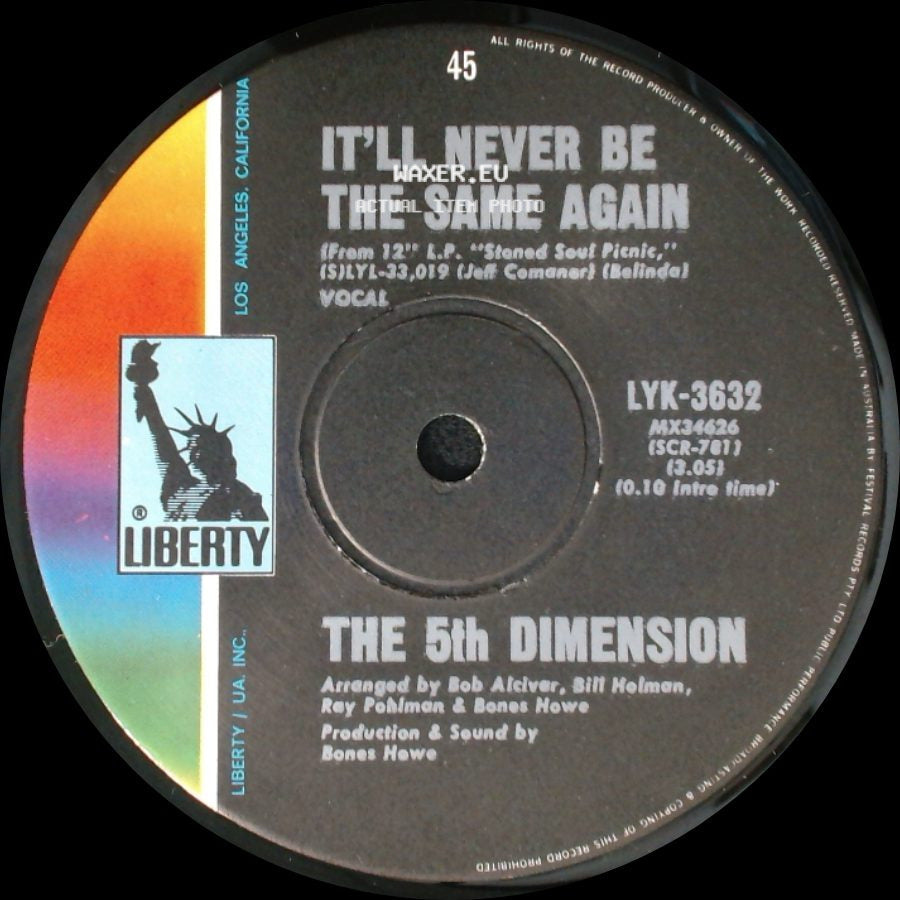 The 5Th Dimension - The Girls' Song / It'll Never Be The Same Again side B