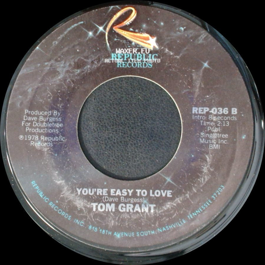 Tom Grant - If You Could See You Through My Eyes / You're Easy To Love side B