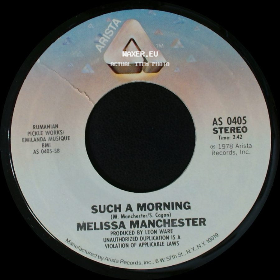 Melissa Manchester - Theme From Ice Castles (Through The Eyes Of Love) / Such A Morning side B