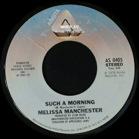 Melissa Manchester - Theme From Ice Castles (Through The Eyes Of Love) / Such A Morning side B