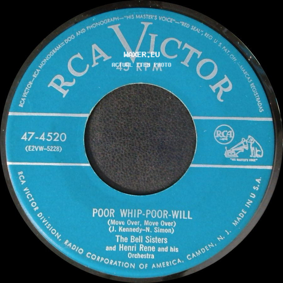 The Bell Sisters And Henri Rene And His Orchestra - Wheel Of Fortune / Poor Whip-Poor-Will (Move Over, Move Over) side B