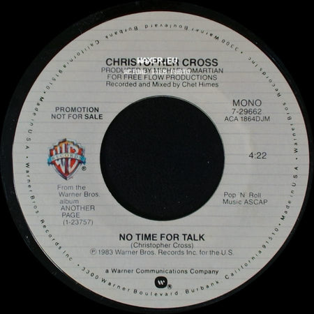 Christopher Cross - No Time For Talk / No Time For Talk side B